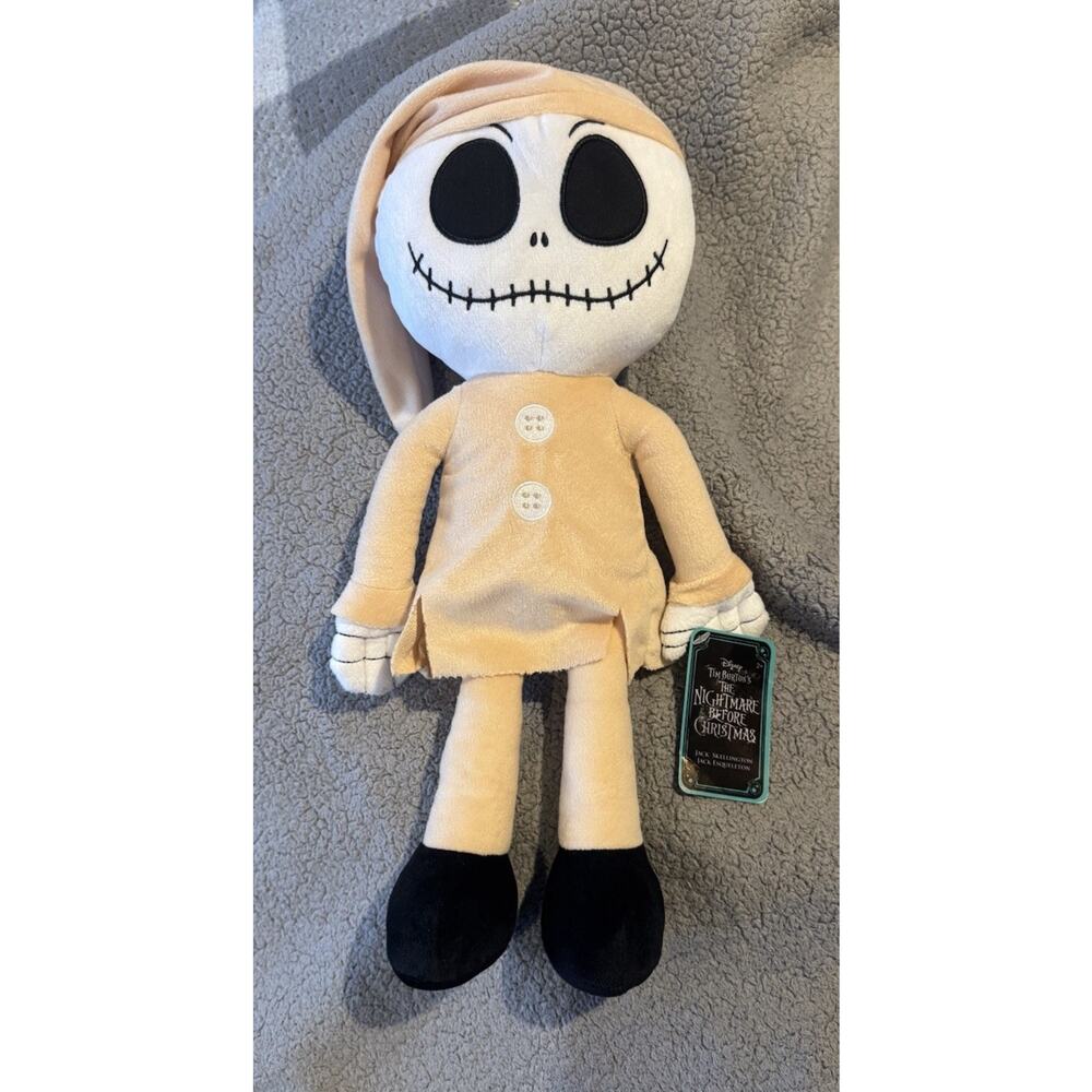 Disney JACK SKELLINGTON Nightmare Before Christmas in Nightcap Plush 17" NEW